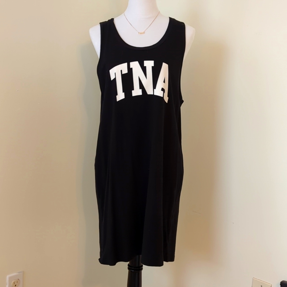 TNA sporty black logo tank dress